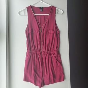 burgendy red romper with gold zipper